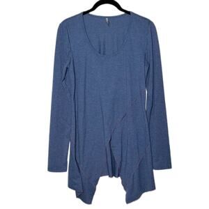 Nyah asymmetrical tunic long sleeve blouse Women's size Small color: blue